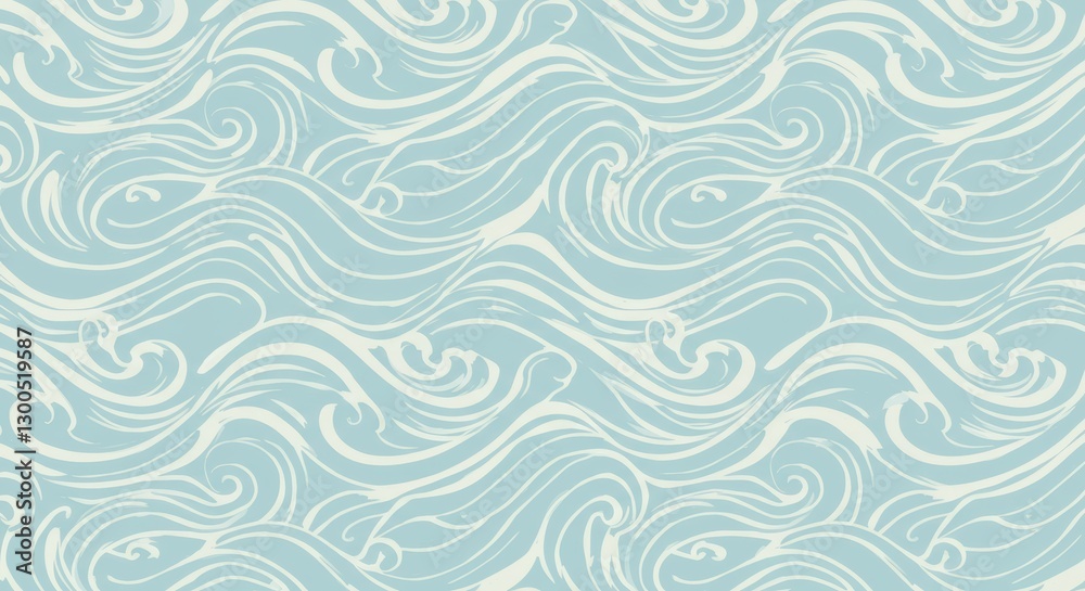 Seamless vector pattern of stylized ocean waves in light blue and white hues Seamless vector pattern of stylized ocean waves in light blue and white hues