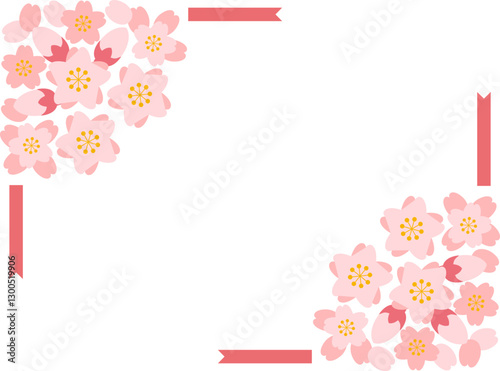 桜の花とつぼみのフレーム