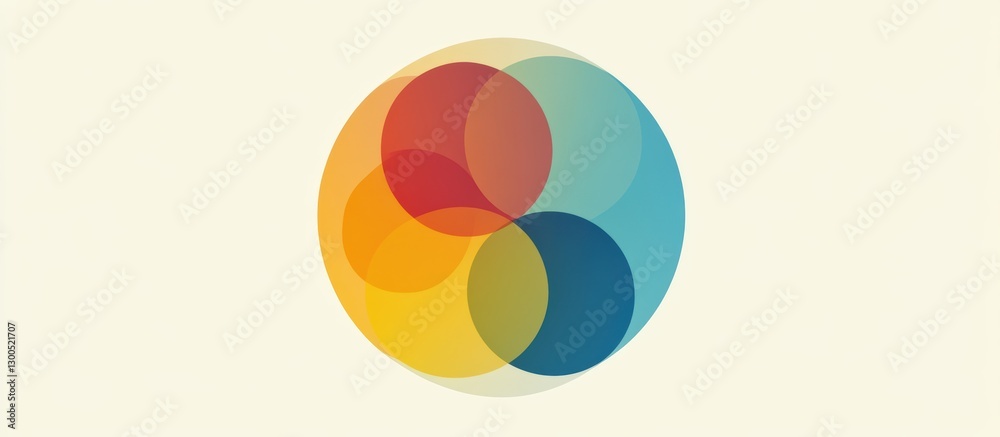 Colorful Abstract Overlapping Circles in Soft Tones and Shades