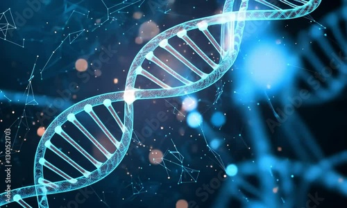 DNA Helix Structure in a Futuristic Blue Science Background