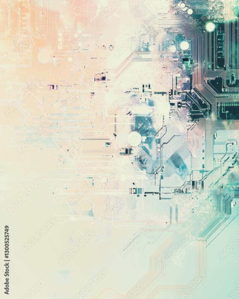 Obraz premium Abstract Digital Background with Soft Colors and Circuit Patterns
