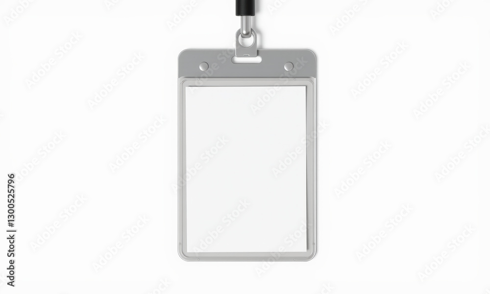 Blank badge ID mockup with clear holder and lanyard for identification purposes. Ideal for events or workplaces