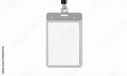 Blank badge ID mockup with clear holder and lanyard for identification purposes. Ideal for events or workplaces