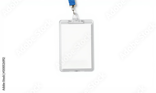 Clear badge holder with blue lanyard for identification display photo