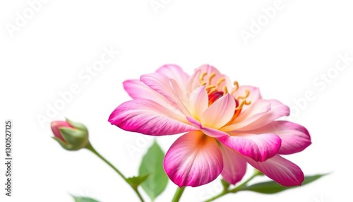 A single, vibrant bloom isolated against a pure white backdrop, illustration, plant