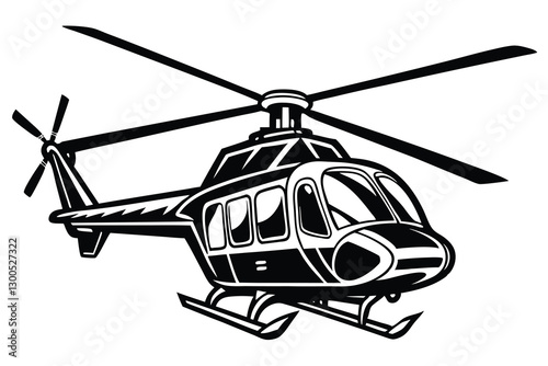 helicopter silhouette in black isolated on white background