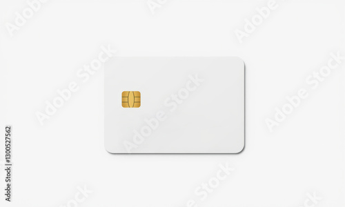 blank bank card mockup with gold chip on white background, ideal for showcasing designs or branding