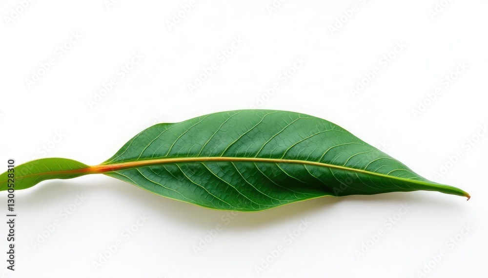 Fototapeta premium Single leaf, detached, pristine white backdrop, graphic, green