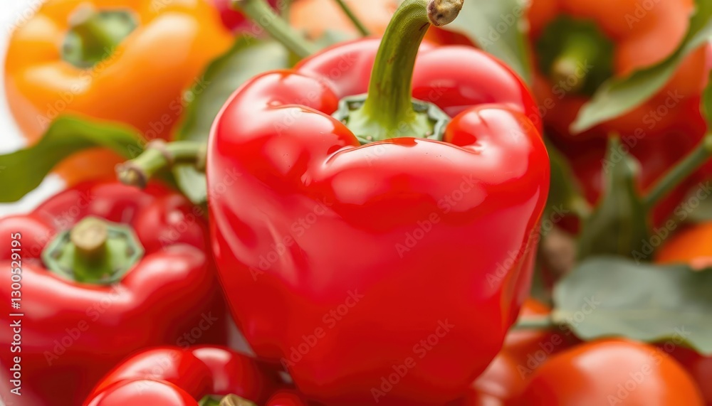 Vibrant red bell pepper, glossy skin, isolated, healthy, photography Vibrant red bell pepper, glossy skin, isolated, healthy, photography