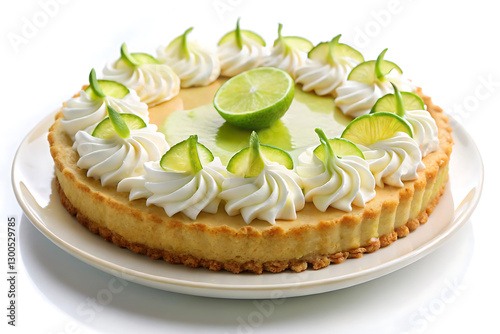 delicious plate of key lime pie image isolated on white background