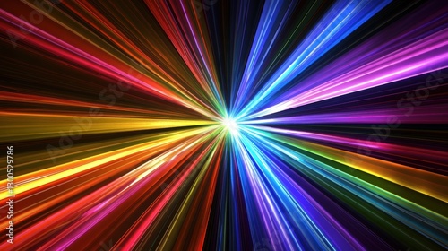 Vibrant Color Explosion with Radiant Light Rays in Motion photo