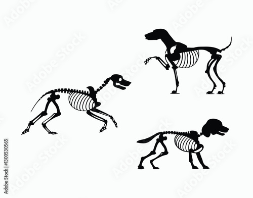 Minimal Dog Skeleton Silhouette Template