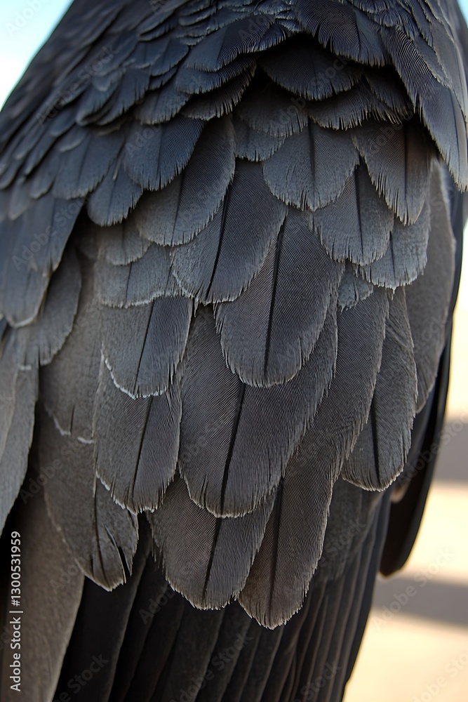 Obraz premium Intricate detailing of raven feathers showing texture and iridescence