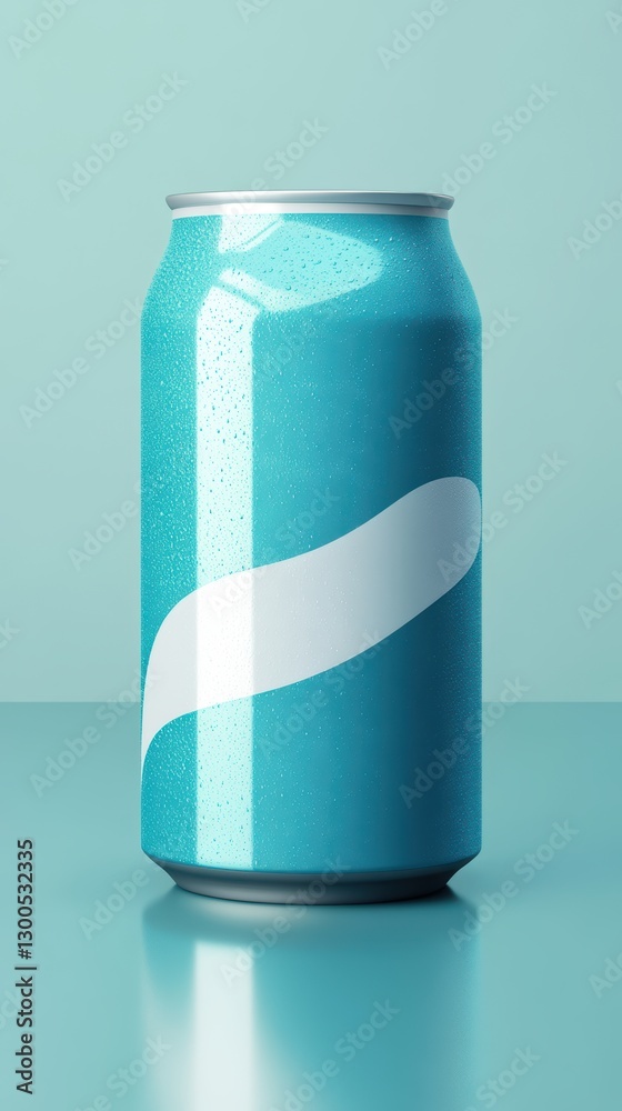 Fototapeta premium Bright Teal Can with Minimalist Design and Water Droplets