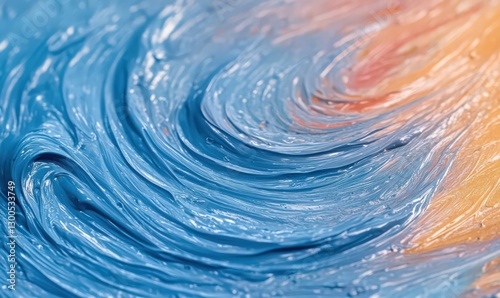 Abstract Swirling Blue and Orange Paint Texture photo