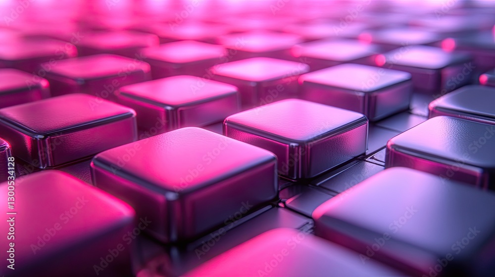 Obraz premium Pink purple metallic cubes grid, technology background
