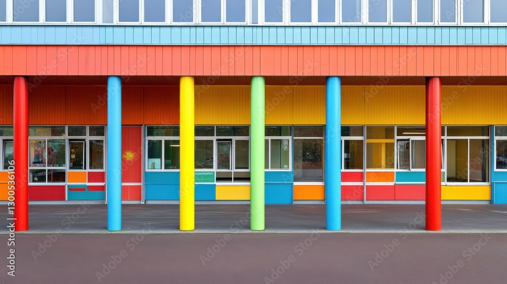 Colorful Modern Building Facade in Urban Setting Colorful Modern Building Facade in Urban Setting