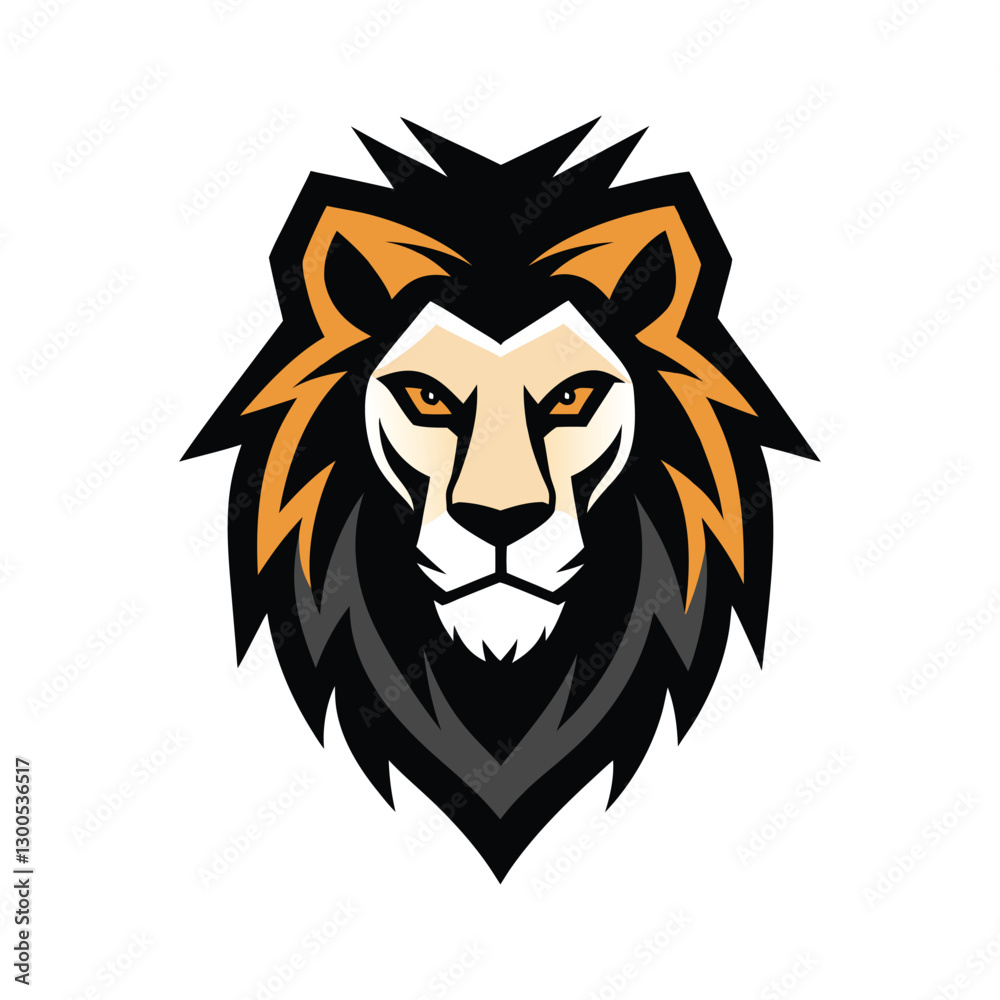 Obraz premium Bold and symmetrical lion head with white background