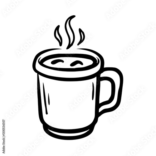Coffee mug icon with steam, cozy beverage concept
