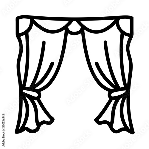 Curtain icon hanging elegantly for home decor concept