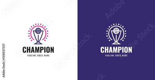 Trophy vector logo icon. champions trophy logo icon for winner award logo template