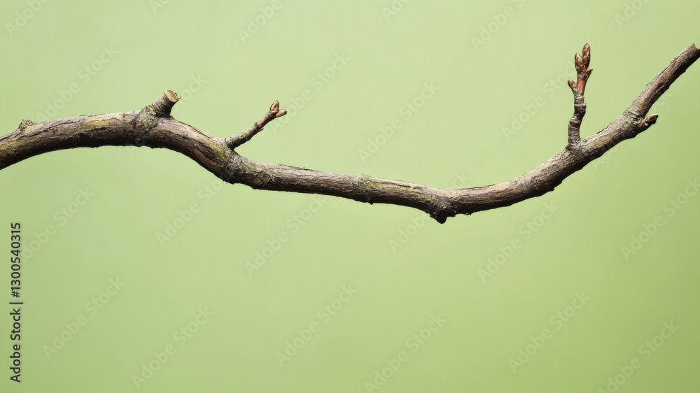 Graceful tree branch with fresh green leaves extending against a soft blurred background of sunlight Graceful tree branch with fresh green leaves extending against a soft blurred background of sunlight