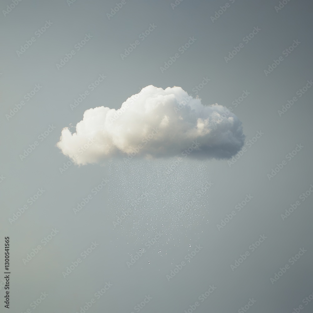 Naklejka premium Single Cloud with Rainfall Isolated on Grey Background