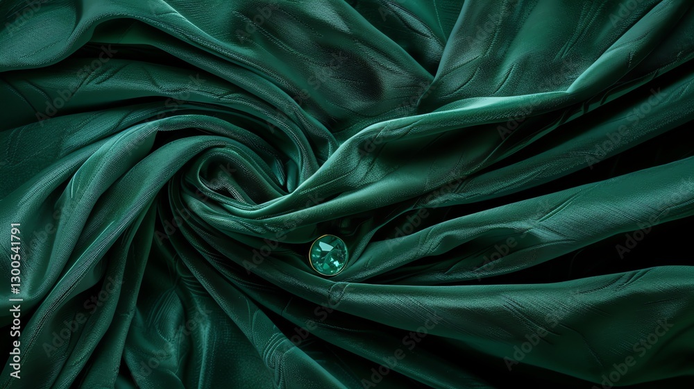 Fototapeta premium A close-up of a green fabric with a slight sheen and texture.