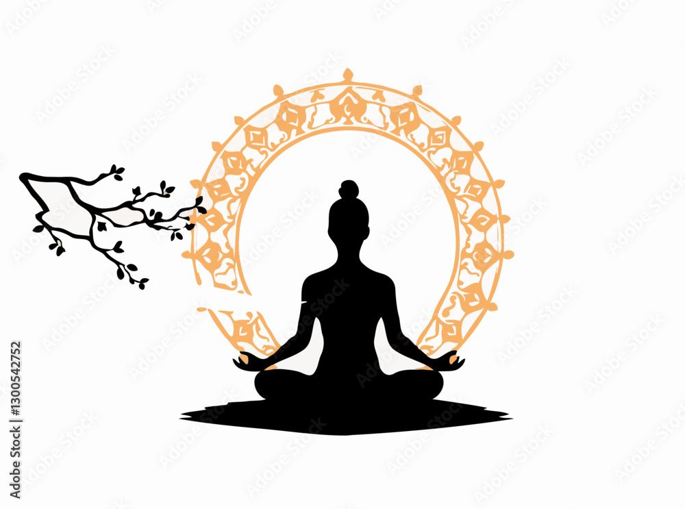 Zen Meditation Concept with Silhouette of Person