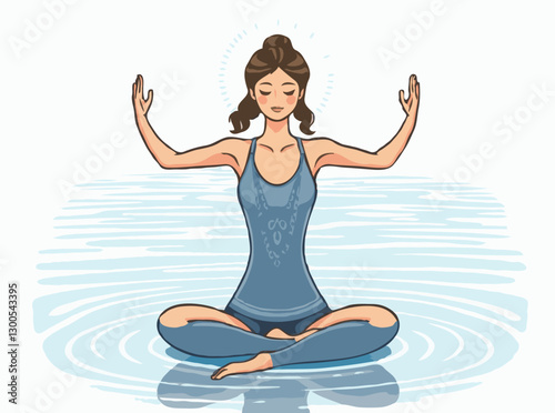 Mindful Woman Doing Yoga by the Water