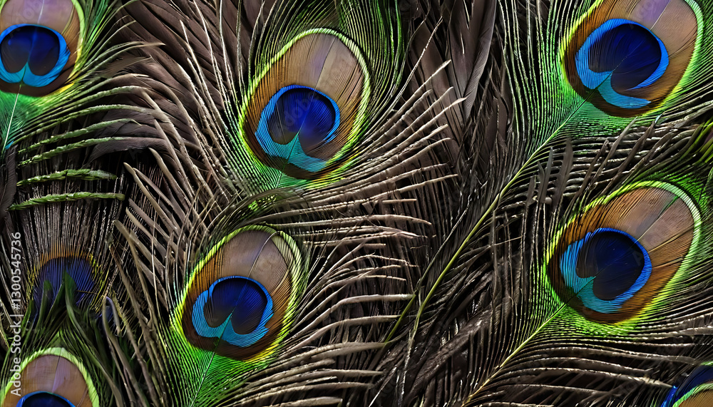 Fototapeta premium peacock feather close up, Peacock feather, Peafowl feather, Bird feathers, feather background.