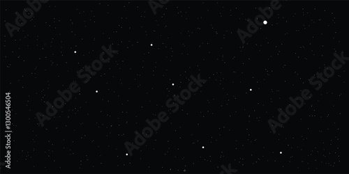 Abstract constellation dark space speckled night sky filled view of a starry black background.