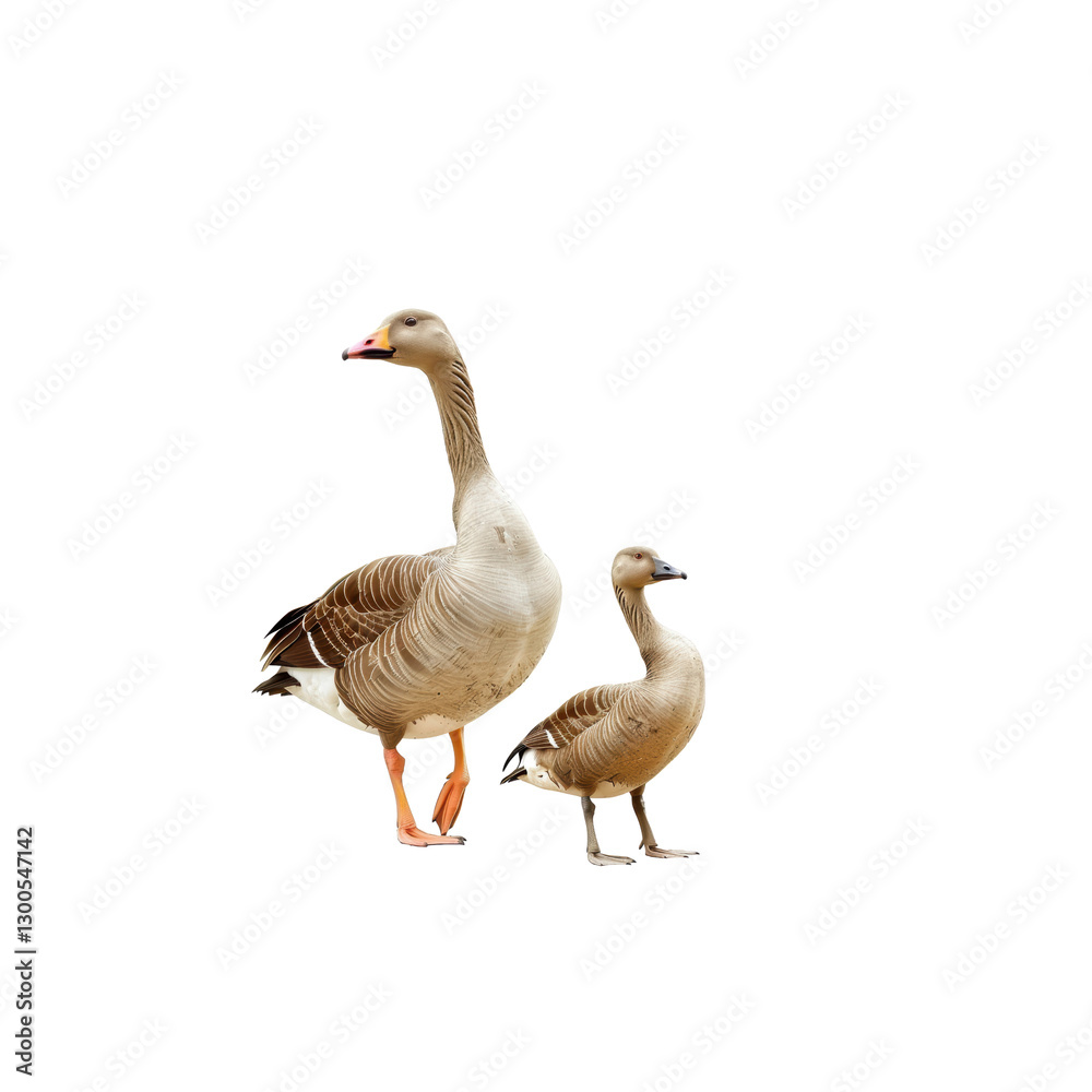 Pair of Geese Standing Together in Natural Setting Pair of Geese Standing Together in Natural Setting