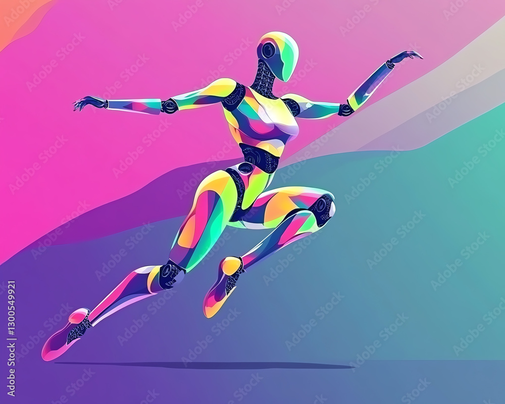 Vibrant robot in dynamic motion illustration. Vibrant robot in dynamic motion illustration.