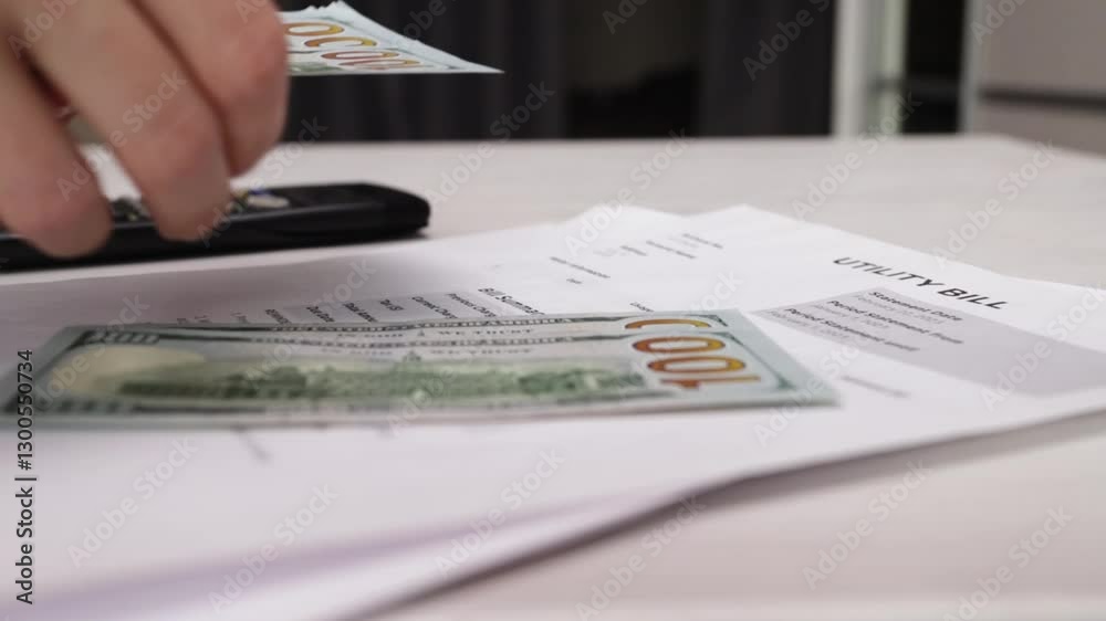 Utility Bill Payment with Cash, energy and water invoice settlement ... - Paying Utility Bill With Cash And Check