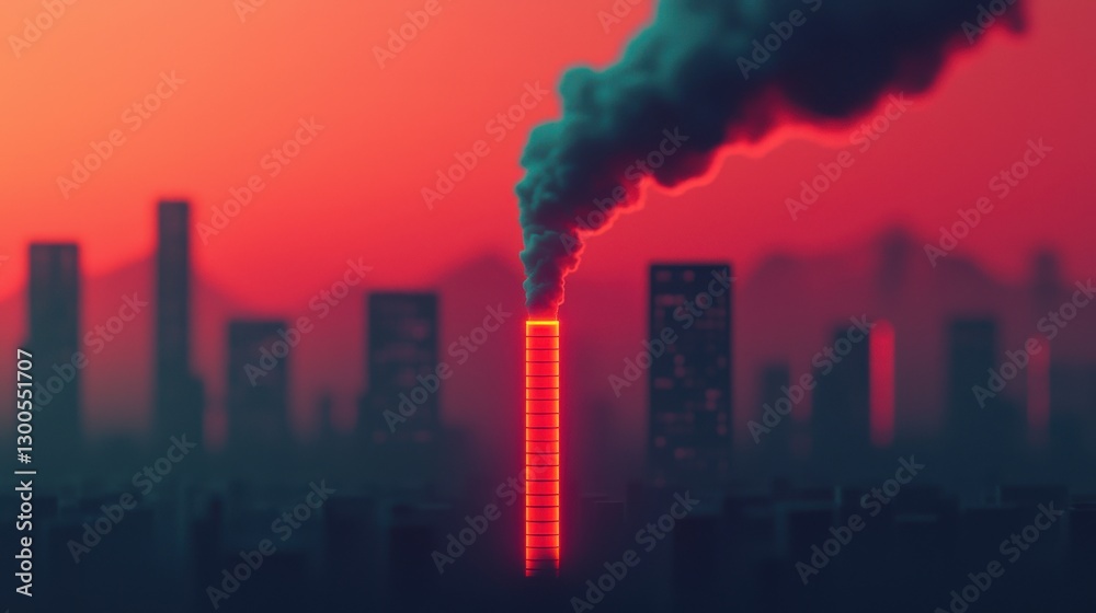 Fototapeta premium Futuristic Infographic of Carbon Tax Impact on Glowing Cityscape Carbon Tax concept.
