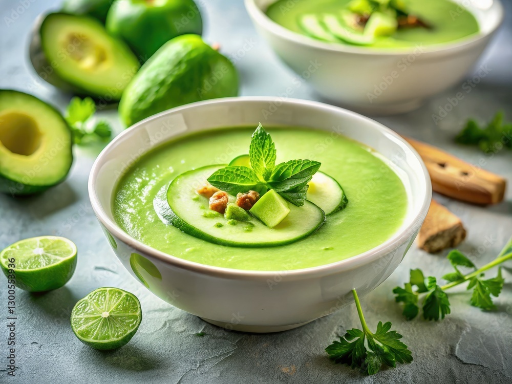 Cool, creamy cucumber avocado gazpacho: vibrant summer flavors in every chilled bite. Cool, creamy cucumber avocado gazpacho: vibrant summer flavors in every chilled bite.
