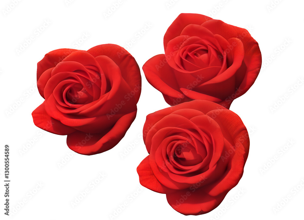 Fototapeta premium Trio of Vibrant Red Roses in Full Bloom