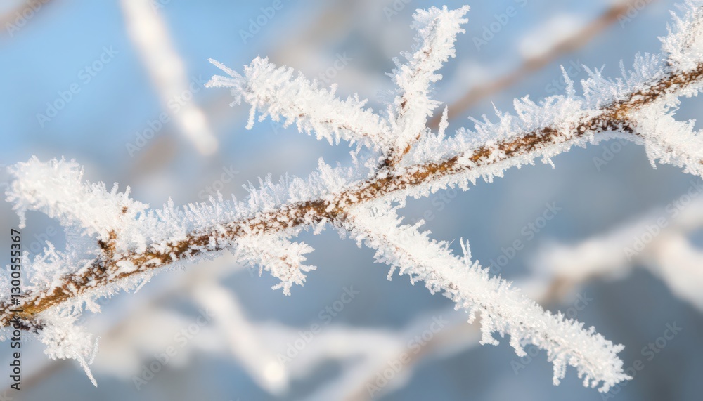 Frost-Covered Branch Winter Wonderland Close Up Frost-Covered Branch Winter Wonderland Close Up