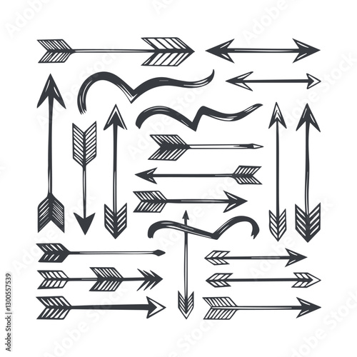 Trendy Doodle Hand Drawn Arrow Set
