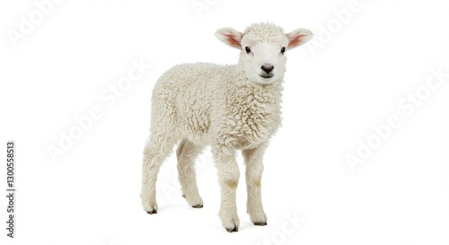 Adorable Fluffy Lamb Farm Animal White Sheep Cute Baby Animal Spring Fluffy Wool Pet Mammals