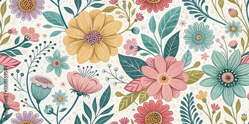 Wallpaper Mural Happy Mother's Day Floral Doodle Art Background - High-Resolution Image Torontodigital.ca