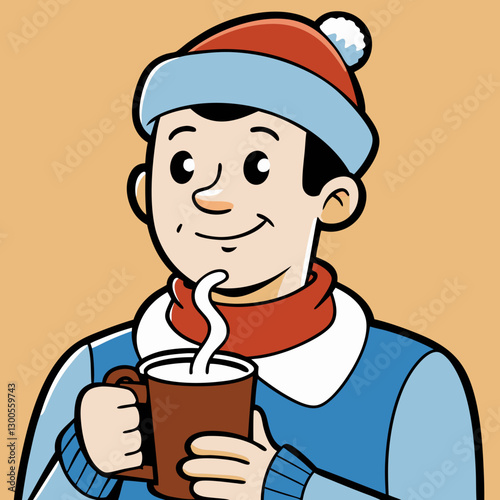 Cozying up with hot cocoa outside