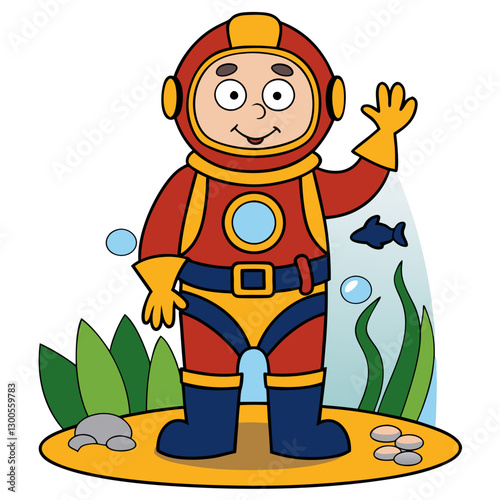 Explore the depths with a cheerful diver