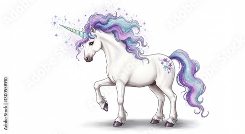 Magical Unicorn Fantasy Horse Pastel Rainbow Mane Fairytale Creature Mystical Animal Whimsical