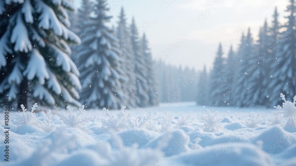 Snowy forest with trees covered in snow. The snow is falling and the trees are bare Snowy forest with trees covered in snow. The snow is falling and the trees are bare