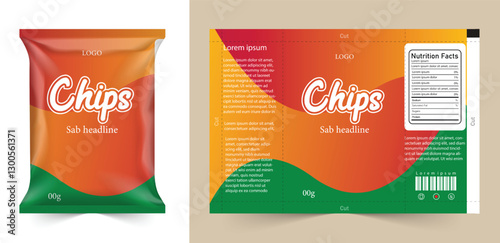 Chips package design, foil bags with the original file in 3d illustration. Chip's packaging ideas | chip packaging, packaging, chips, vector, template.