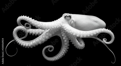 Monochrome Octopus Aquatic Life Marine Animal Sea Creature Wildlife Photography Ocean Animal Black