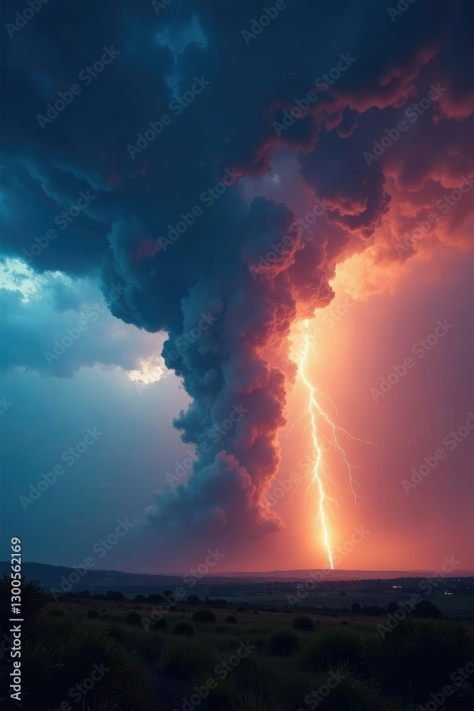 Obraz premium Swirling vortex of a thunderstorm within a towering cloud, vortex, electricity, turbulent