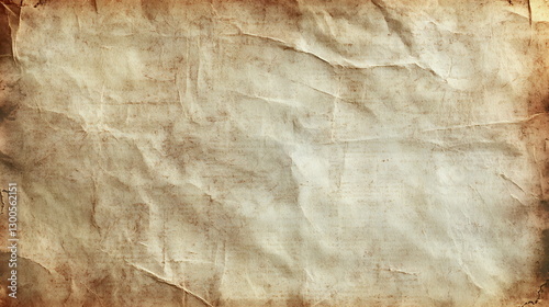 Aged paper texture with vintage grunge, wrinkles, faded ink, warm sepia tones, and old book pages